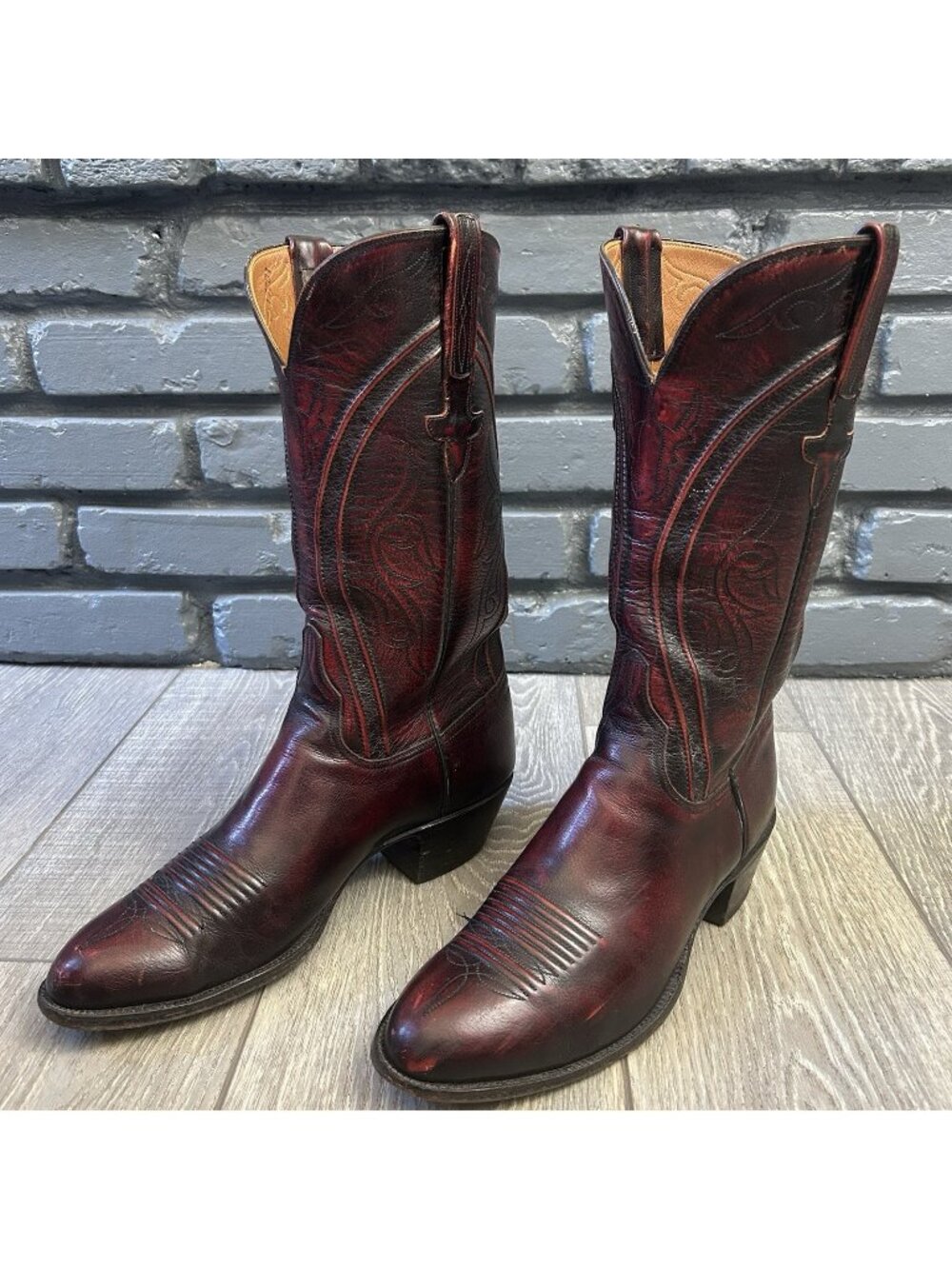 Lucchese Classics L6630 Vintage Black Cherry Western Cowboy Boots Mens 10 E